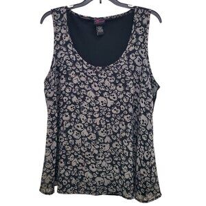 Torrid Y2K Black Gray Goth Skull Chiffon Overlay Sleeveless Tank‎ Plus Size 0 0X